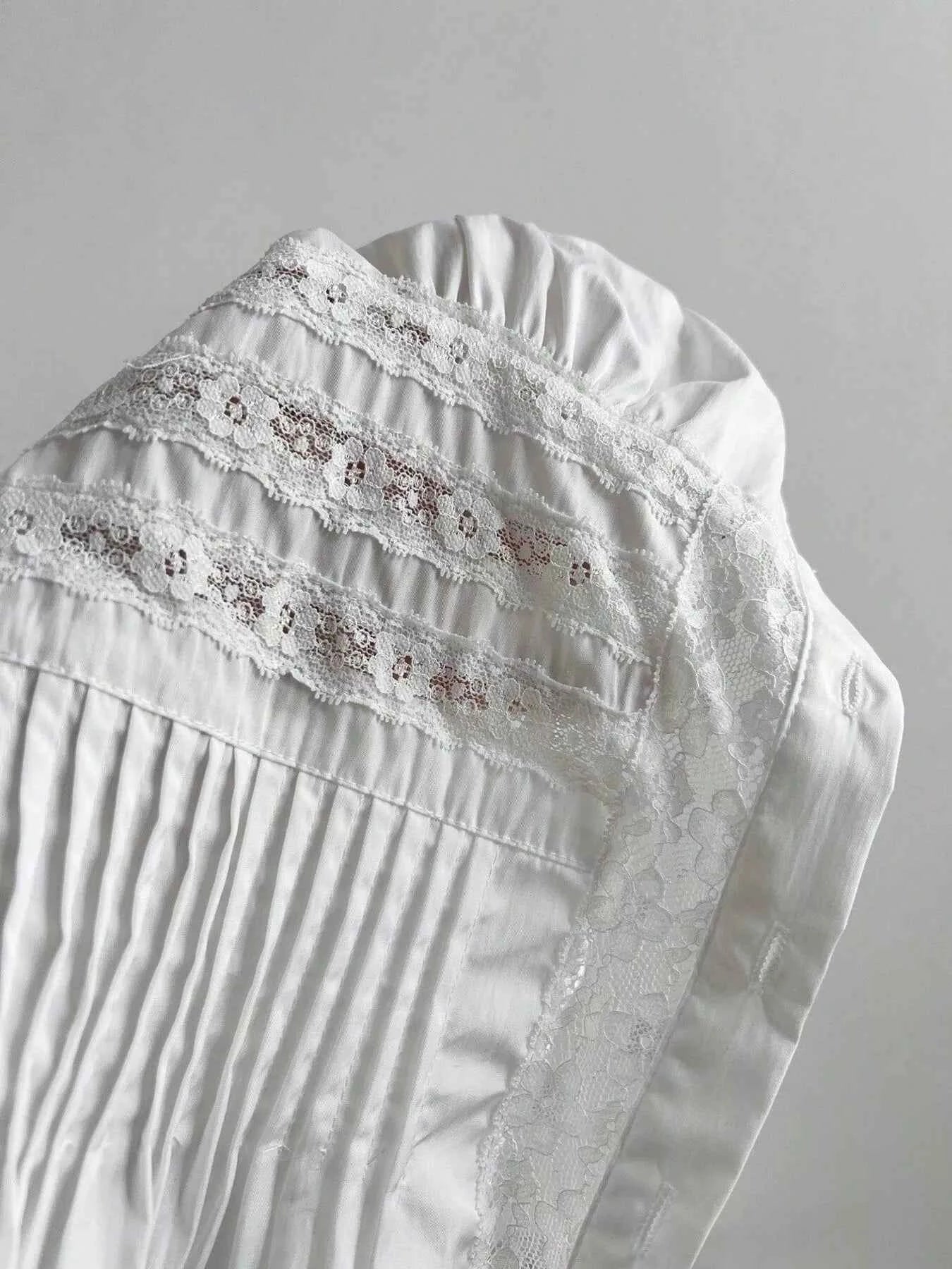 Chemise Femme Boutonée Manches Courtes à Dentelle & Fronces – Légèrement Extensible, S-XL - Bootiky