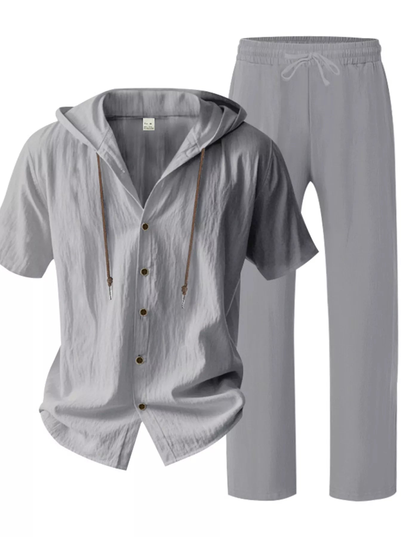 Ensemble Homme Lin — Haut à Capuche Boutonné & Pantalon Large - Bootiky