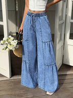 Jean wide-leg à volants – coupe ample et décontractée - Bootiky