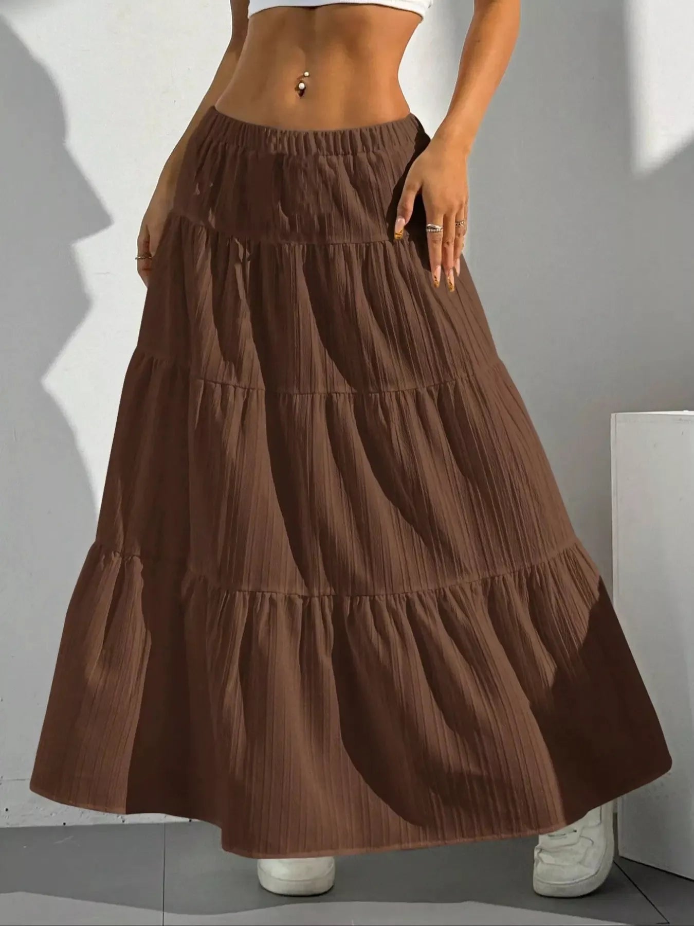 Jupe Maxi Bohème Esmée à Volants Superposés – Taille Élastique, S à XL - Bootiky