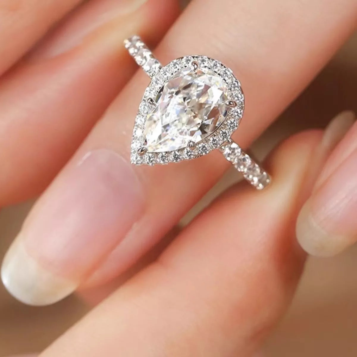 Bague Larme Moissanite 4 Carats — Argent Sterling 925 - Bootiky