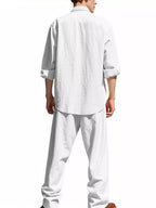 Ensemble Homme Élégant — Chemise Boutonnée Manches Longues & Pantalon - Bootiky