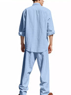 Ensemble Homme Élégant — Chemise Boutonnée Manches Longues & Pantalon - Bootiky