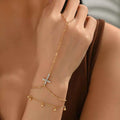 Bracelet Ex-Voto Chaîne Dorée & Croix Strass – Plaqué Or 18K, Ajustable ~18-23 cm - Bootiky