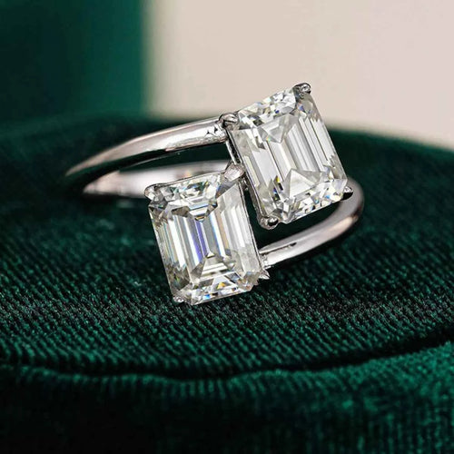 Bague Bypass Moissanite 2 Carats — Argent Sterling 925 - Bootiky