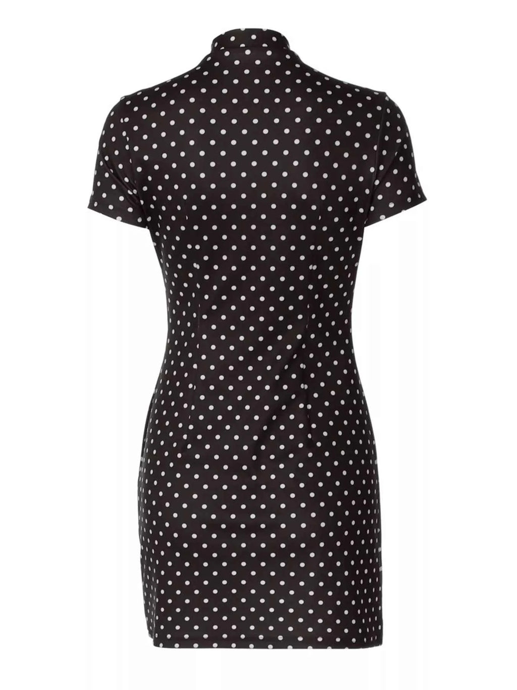 Robe Courte Retro Dolce à Pois Découpe Avant Cut-Out – Blanc, Marron, S à L - Bootiky