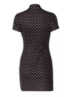Robe Courte Retro Dolce à Pois Découpe Avant Cut-Out – Blanc, Marron, S à L - Bootiky