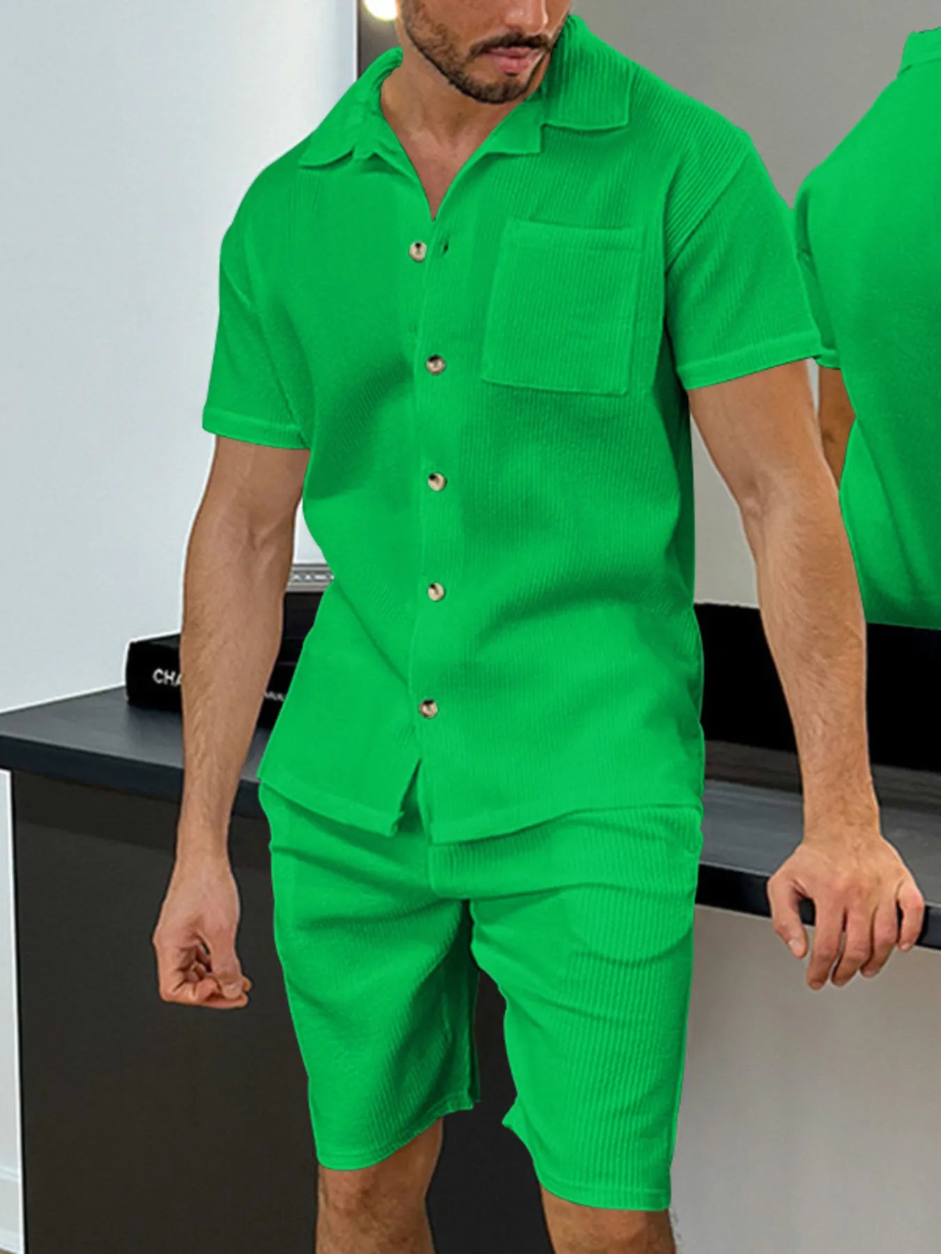 Ensemble Homme Été — Haut Boutonné & Short avec Poches - Bootiky