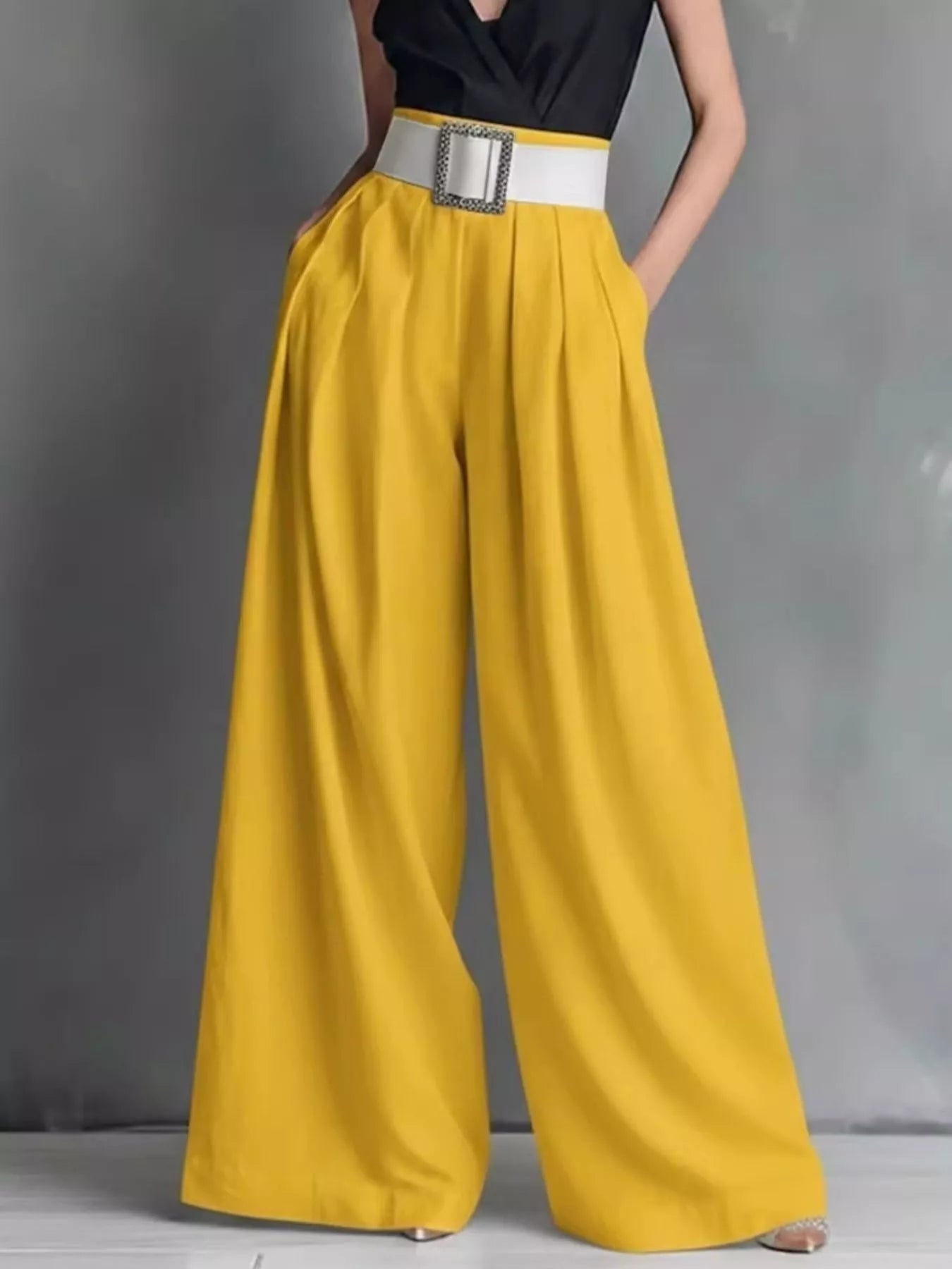 Pantalon Fluide Ample Palazzo Taille Haute – Wide-Leg, S à 2XL - Bootiky