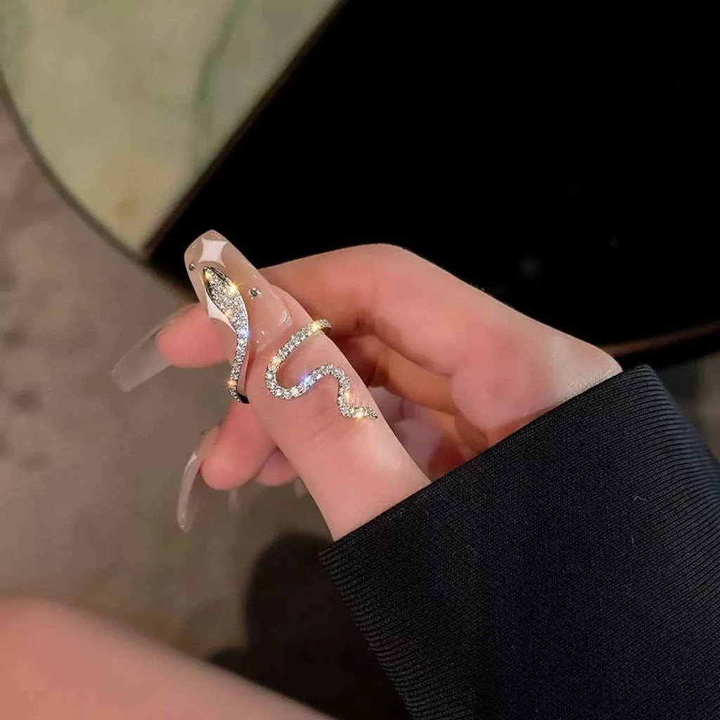 Bague Ouroboros Serpent Bypass Argent 925 & Zircons – Ajustable, Écrin Inclus - Bootiky