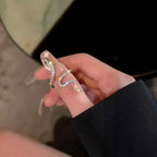 Bague Ouroboros Serpent Bypass Argent 925 & Zircons – Ajustable, Écrin Inclus - Bootiky