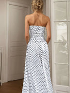Robe Longue Bustier Retro Polka à Pois – Sans Bretelles, S à XL - Bootiky