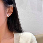 Boucles d'Oreilles Pendantes Perles & Zircon — Argent 925 - Bootiky