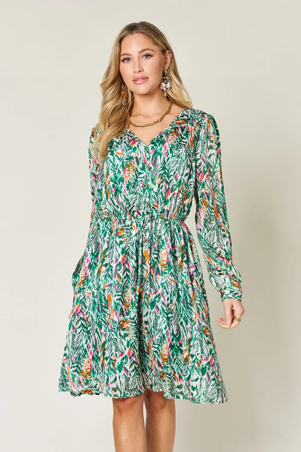 Robe Longue Imprimée — Cordon de Serrage & Manches Longues Doublée - Bootiky