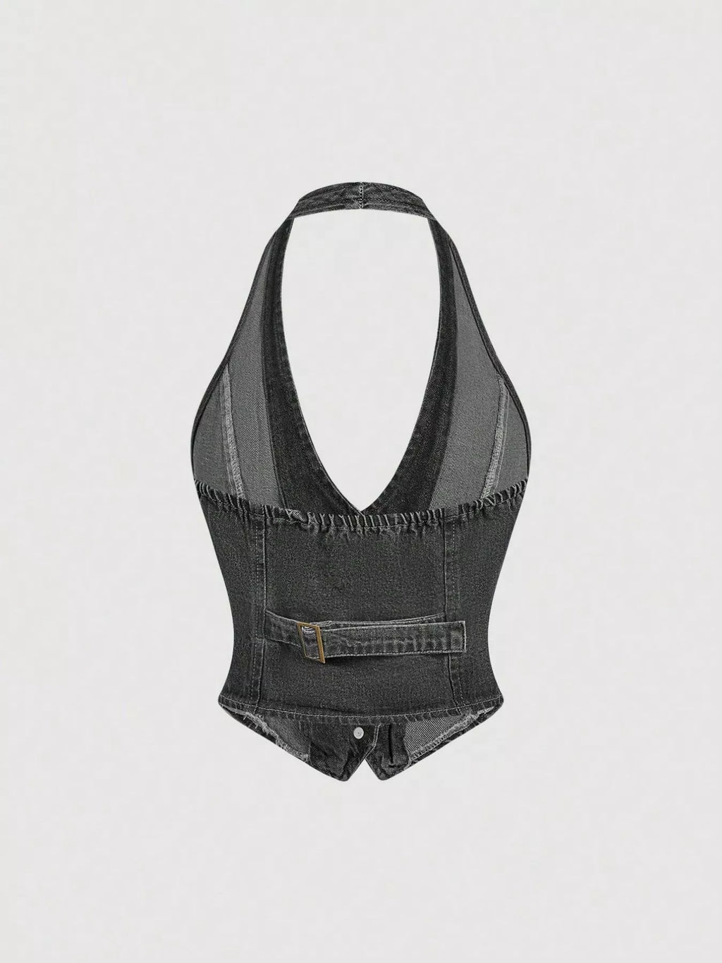 Ensemble deux pièces – Gilet halter en jean et pantalon wide-leg - Bootiky