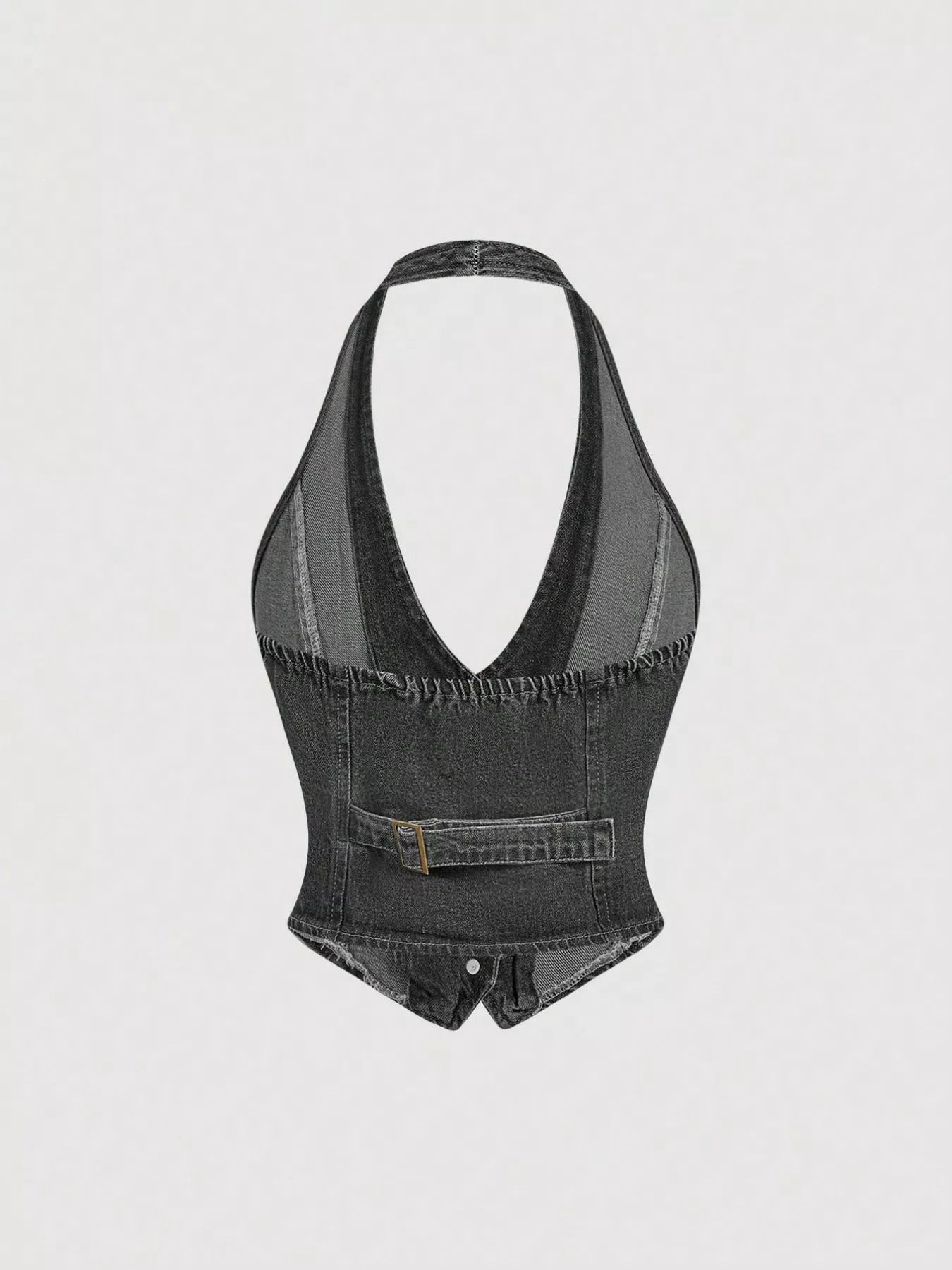 Ensemble deux pièces – Gilet halter en jean et pantalon wide-leg - Bootiky