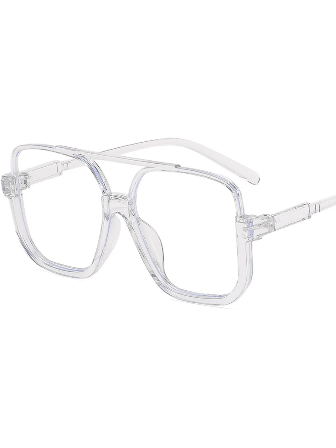 Clear oversized square fashion glasses, trendy transparent eyewear accessory for women