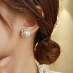 Clous d'Oreilles Prunelle Perle & Zircons – Tige Argent 925, Doré ou Argenté - Bootiky