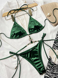 Bikini Halter Strass — 2 Pièces Vert Forêt & Coussinets Amovibles - Bootiky