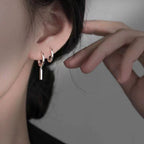Boucles d'Oreilles Créoles Barre en Argent Sterling 925 – Bijou Minimaliste Femme | Bootiky - Bootiky