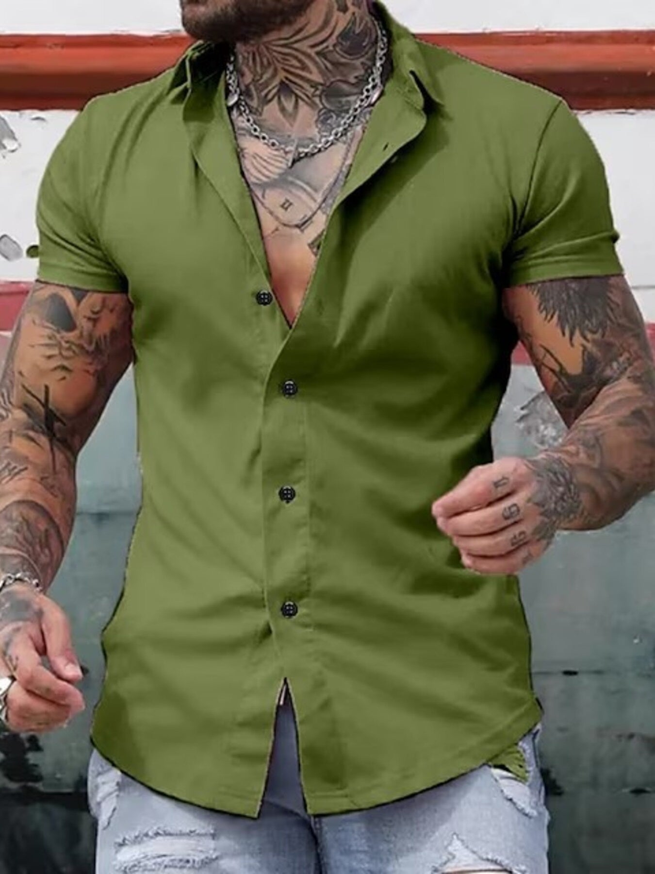 Chemise Homme Slim Fit — Manches Courtes Boutonnée 95% Coton - Bootiky