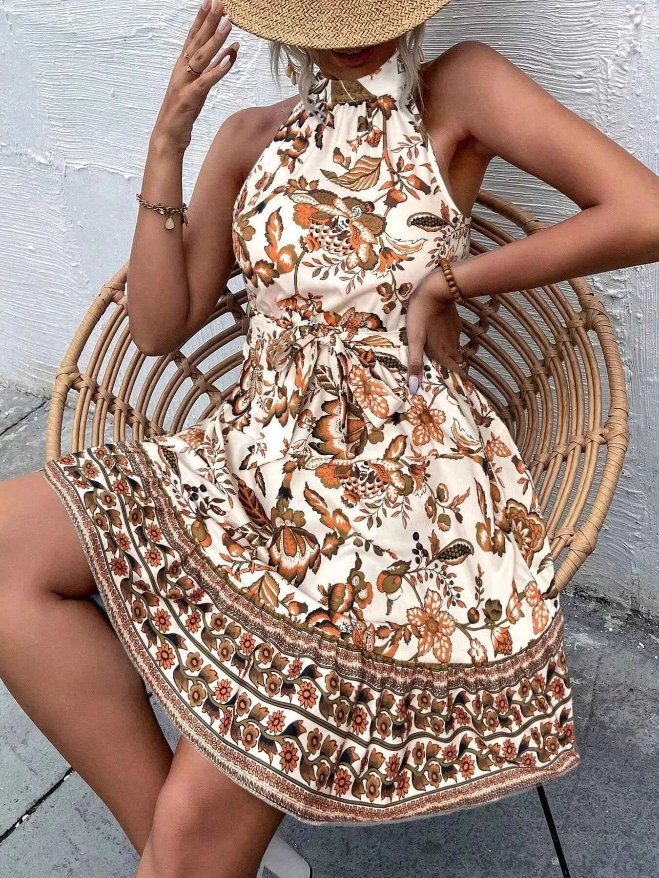 Robe d'Été Fluide Estoril Sans Manches – Ceinture Incluse, S à 2XL - Bootiky