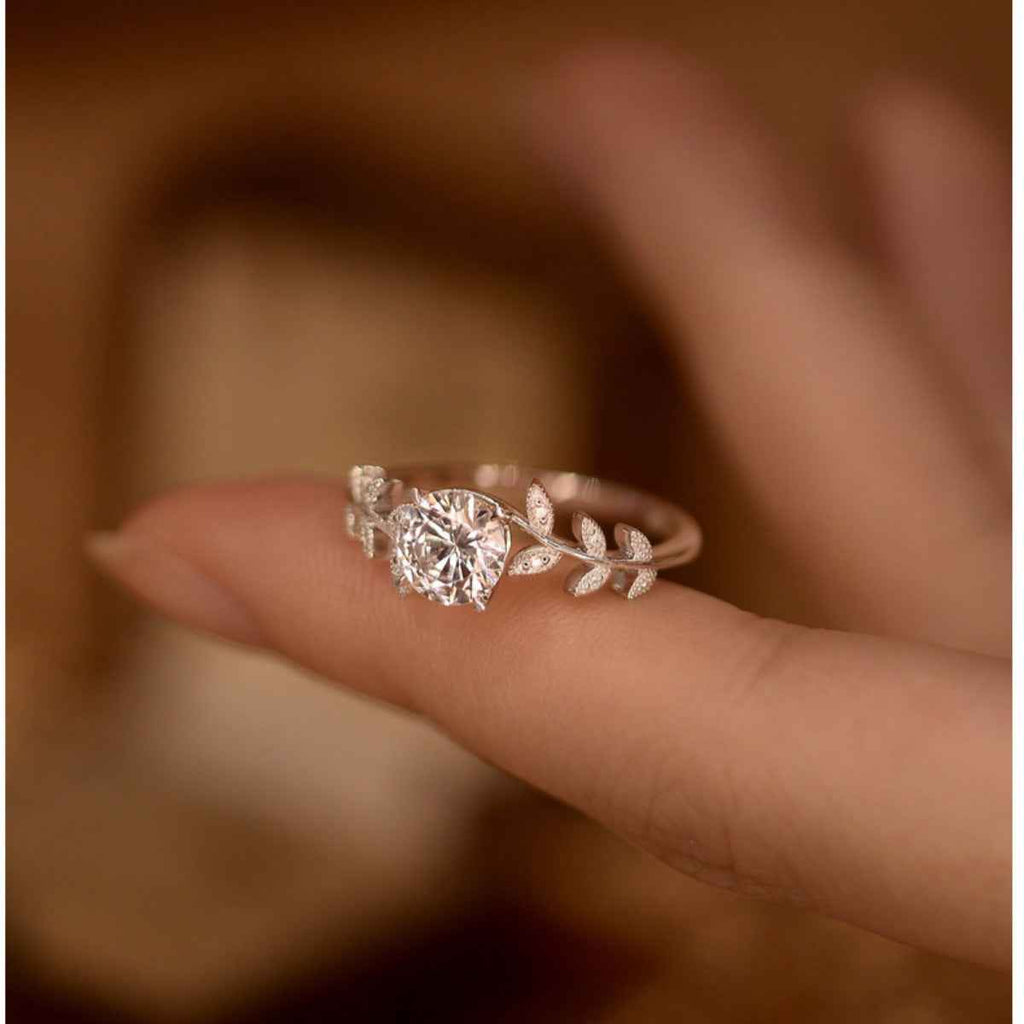 Bague Feuille Moissanite 1 Carat — Argent Sterling 925 - Bootiky