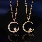 Collier Aura Céleste Lune & Étoile Zircons – Argent 925, 3 Finitions, Écrin Inclus - Bootiky