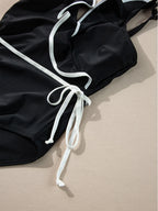 Maillot de Bain Une Pièce à Col en V & Détails Volants - Bootiky