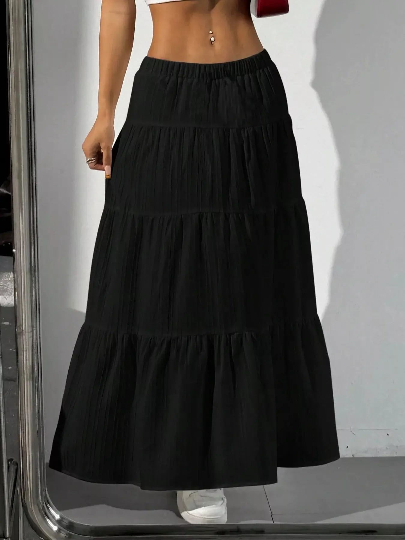 Jupe Maxi Bohème Esmée à Volants Superposés – Taille Élastique, S à XL - Bootiky