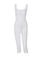 Ensemble tank top laçage & capri femme – 2 coloris White & Black - Bootiky