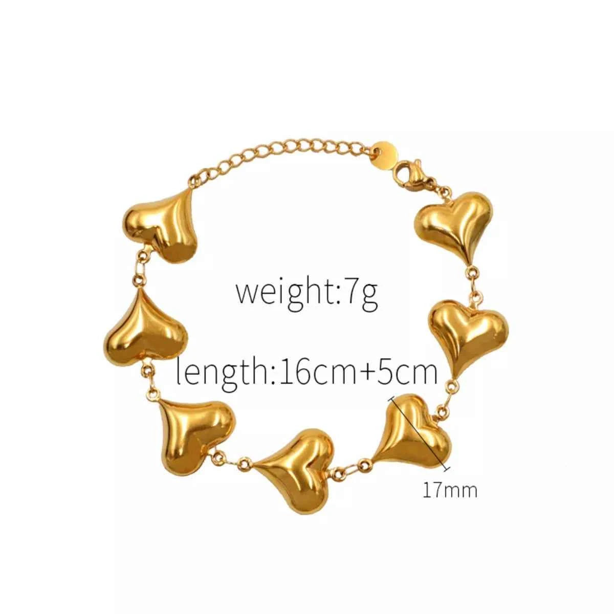 Bracelet Chérie Chaîne Dorée & Charm Cœur – Acier Inoxydable Plaqué Or 18K, Ajustable - Bootiky