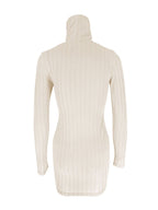 Robe Courte Moulante — Maille Côtelée Col Roulé & Manches Longues - Bootiky