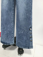 Jean taille haute wide-leg à boutons décoratifs - Bootiky