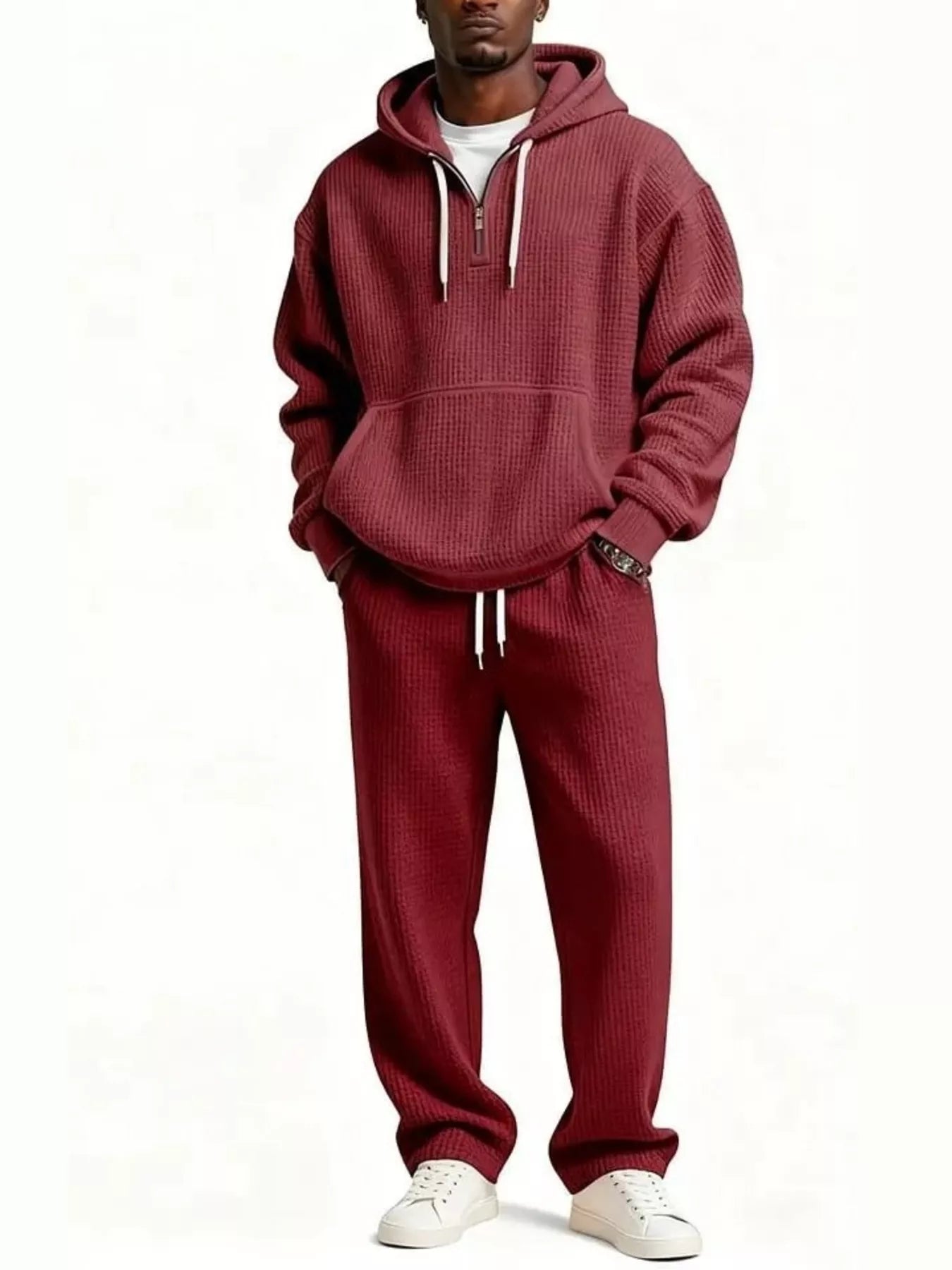 Ensemble Homme — Sweat à Capuche Waffle-Knit & Pantalon Oversized - Bootiky