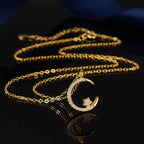 Collier Aura Céleste Lune & Étoile Zircons – Argent 925, 3 Finitions, Écrin Inclus - Bootiky