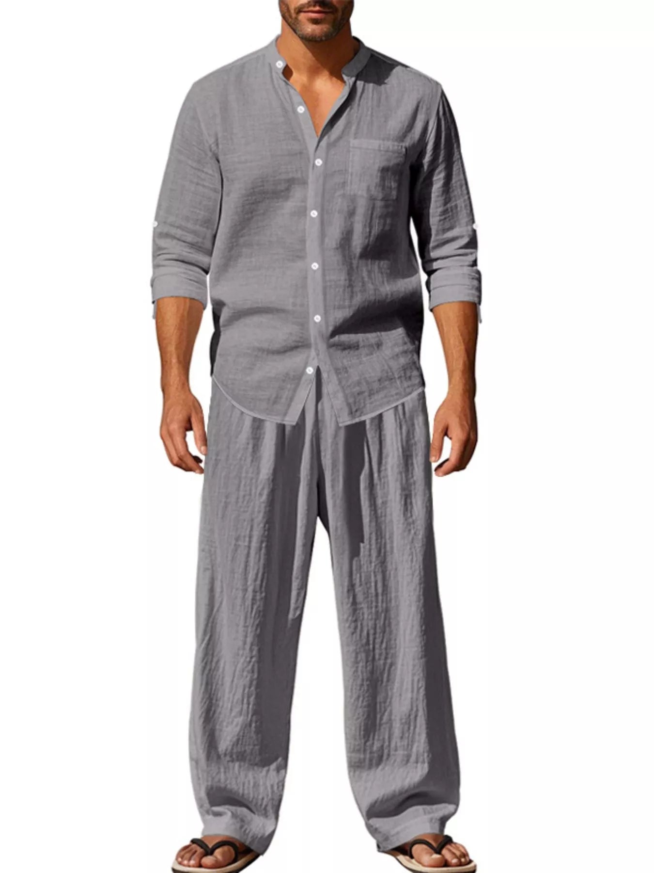 Ensemble Casual en Lin Le Saint-Tropez – Chemise & Pantalon Large Homme, S à 3XL - Bootiky