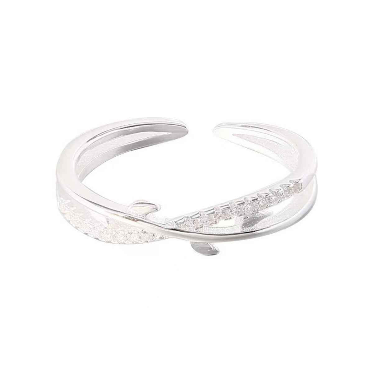 Bague Ouverte Ajustable Elysée – Argent 925 & Zircons, Taille Universelle, Quiet Luxury - Bootiky