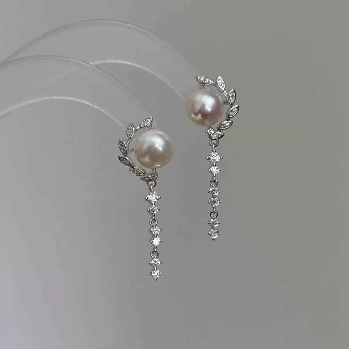 Boucles d'Oreilles Pendantes Perles & Zircon — Argent 925 - Bootiky