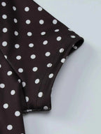 Robe Courte Retro Dolce à Pois Découpe Avant Cut-Out – Blanc, Marron, S à L - Bootiky