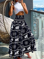 Pantalon Large Imprimé — Taille Smokée & Poches - Bootiky