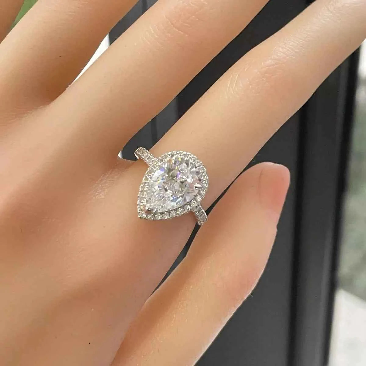 Bague Larme Moissanite 4 Carats — Argent Sterling 925 - Bootiky