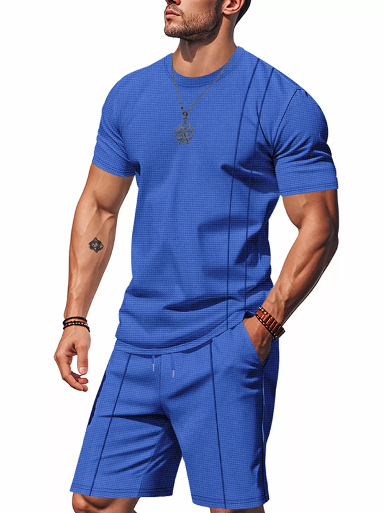 Ensemble Homme Été — T-Shirt Rayé & Short avec Poches - Bootiky