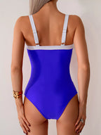 Maillot de Bain Une Pièce Froncé à Bordures Contrastées – 3 Coloris - Bootiky