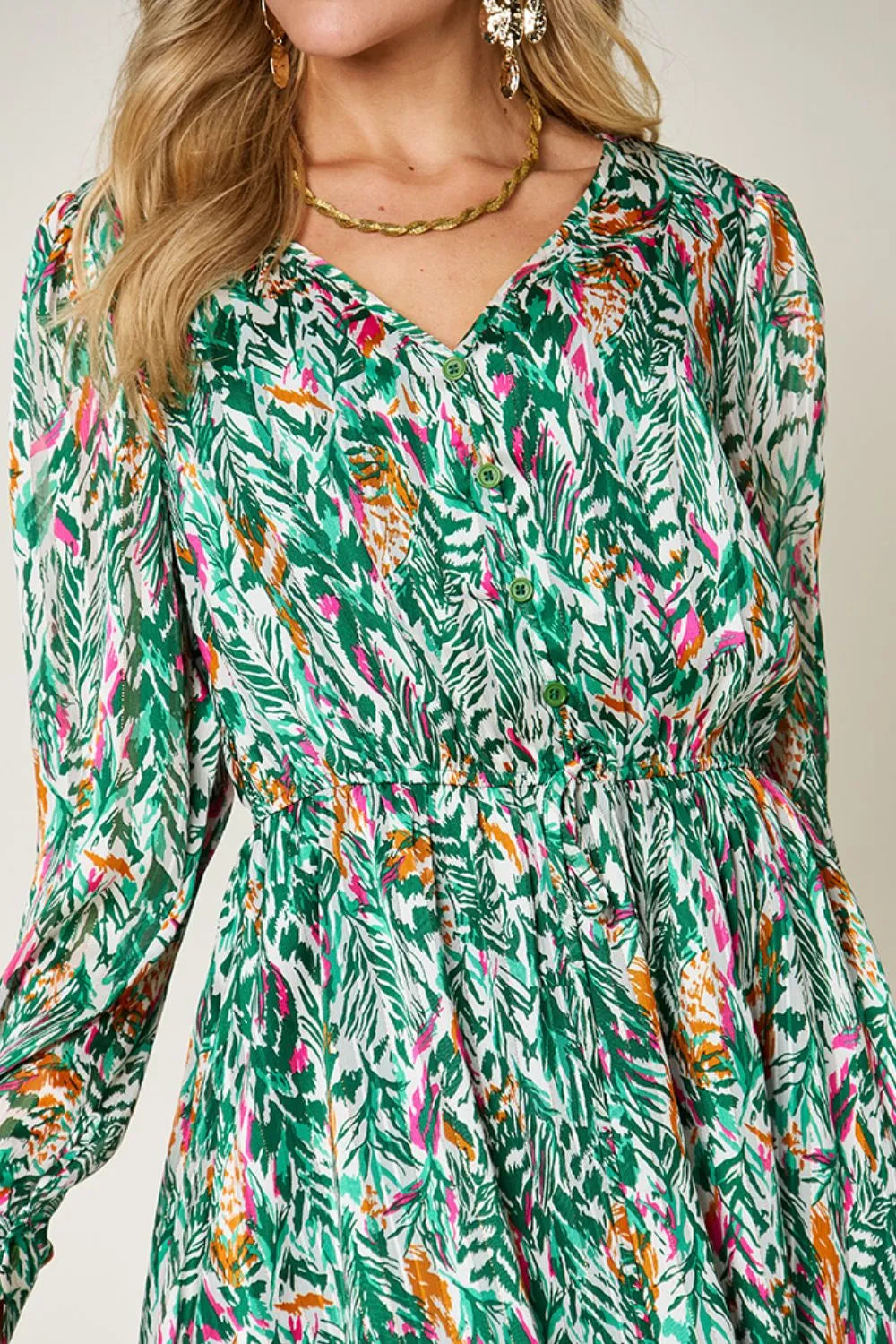 Robe Longue Imprimée — Cordon de Serrage & Manches Longues Doublée - Bootiky