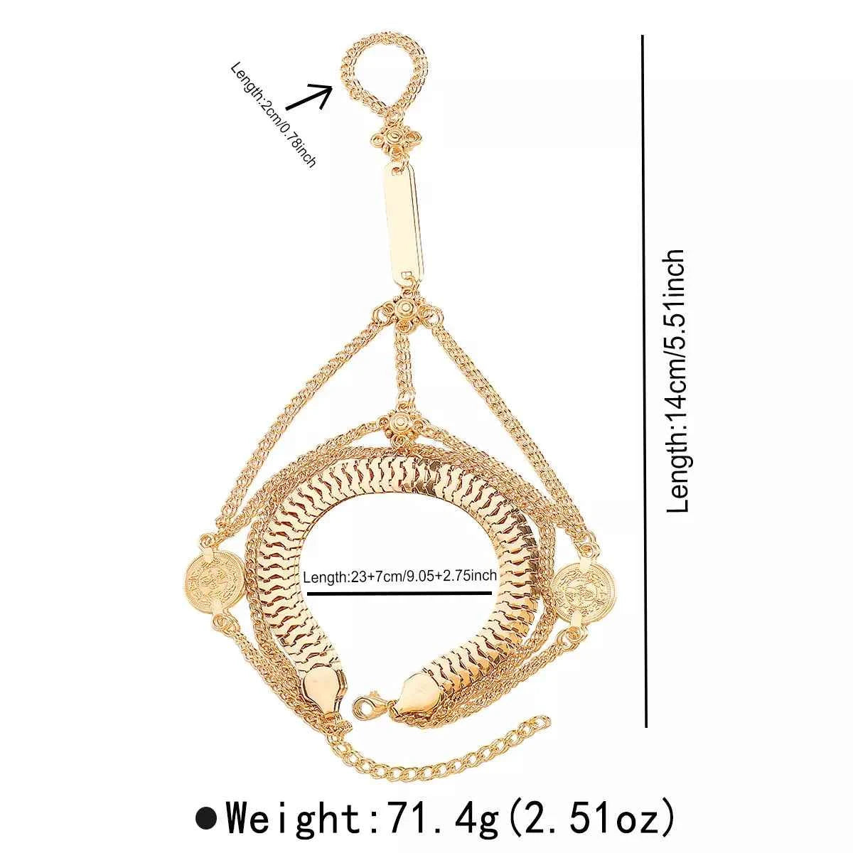 Bracelet de Main Multi-Rangs & Bague Naomi – Plaqué Or 18K ou Argenté, Ajustable - Bootiky