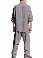 Ensemble Homme Élégant — Chemise Boutonnée Manches Longues & Pantalon - Bootiky