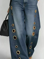 Jean Large à Détails Œillets — Coupe Wide Leg - Bootiky