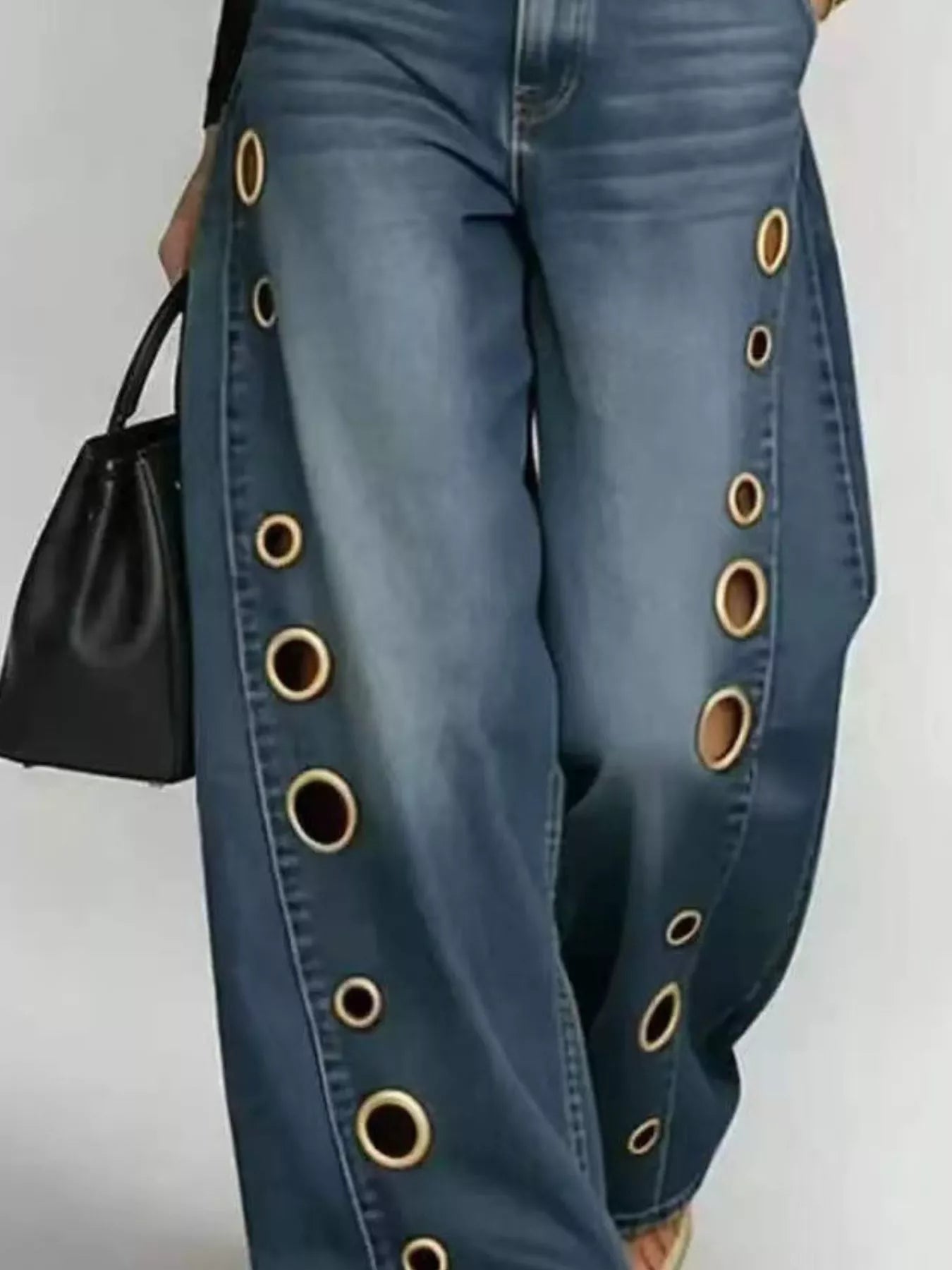 Jean Large à Détails Œillets — Coupe Wide Leg - Bootiky