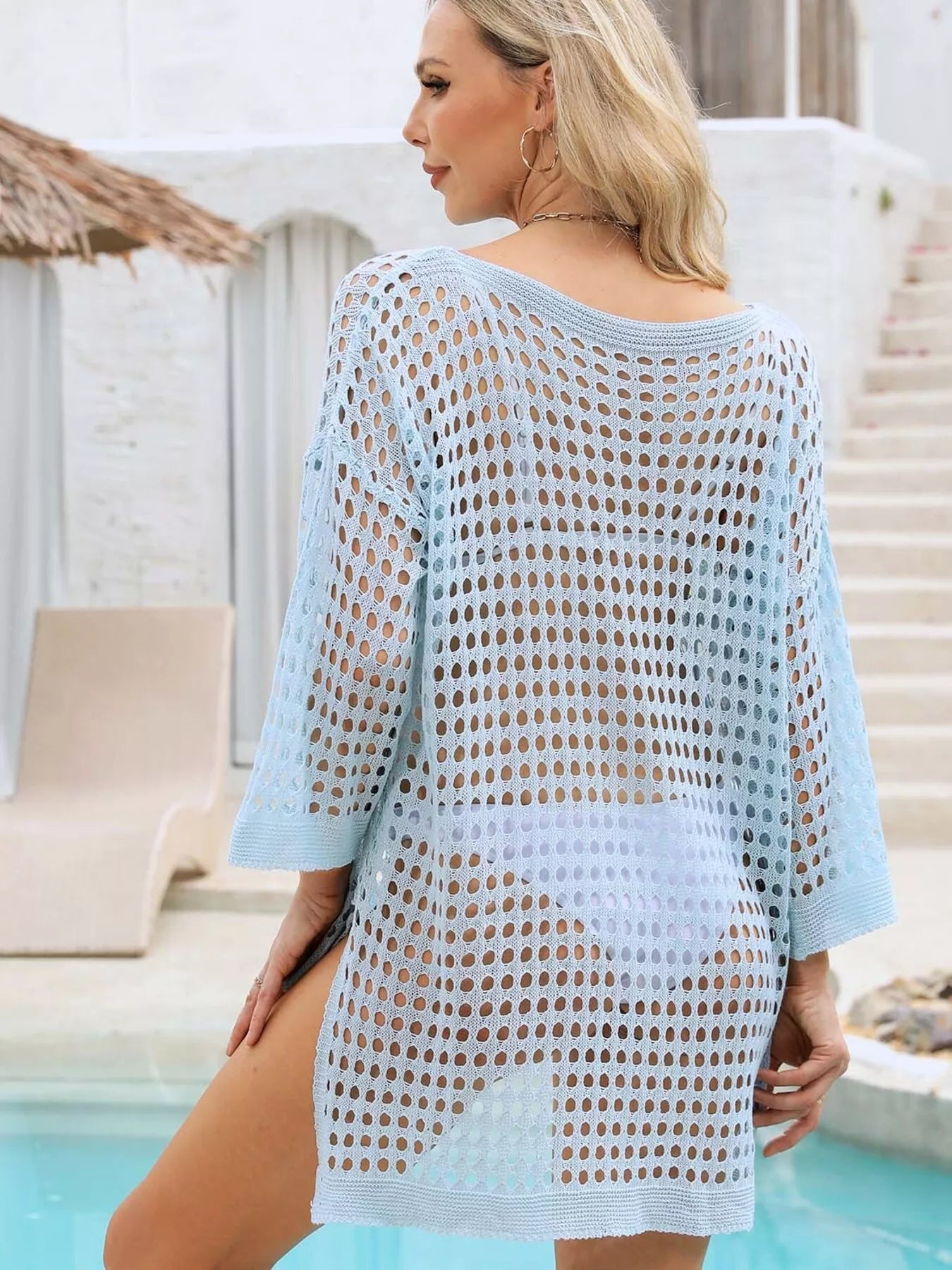 Tunique de Plage en Crochet Marbella – Cover-Up Fente Latérale, Taille Unique - Bootiky